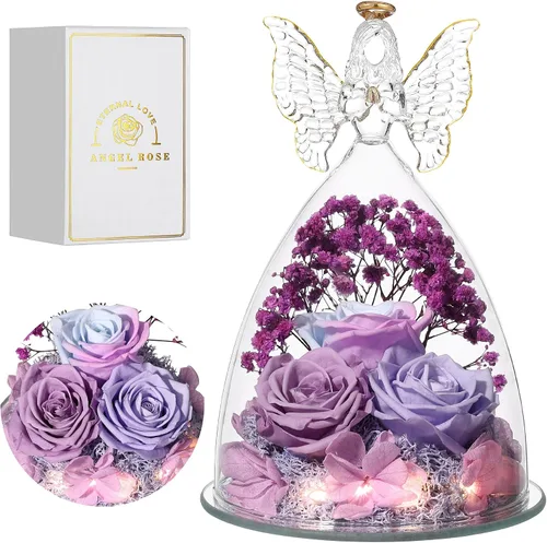 Vista 36 de Regalos de Rosas de Navidad para Mujeres Flor Real Preservada en Figuras de Ángel de Cristal Rosas para Entrega Prime Regalos de Cumpleaños