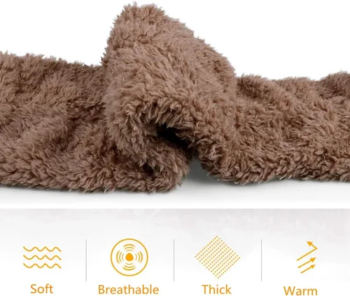 Vista 2 de Hdnaihpp Calcetines de piernas de peluche, calcetines largos mullidos por encima de la rodilla, pantuflas de felpa, calentadores de piernas