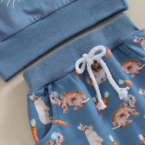 Vista 7 de Conjunto para Bebé Niña Niño del Día de San Patricio con Trébol, Sudadera de Manga Larga, Pantalones con Encanto, Conjunto Infantil Azul (Rabbit)