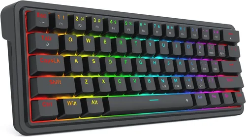 Vista 3 de Redragon K722 Teclado para juegos RGB con junta con cable al 60%, teclado mecánico compacto de intercambio en caliente de 61 teclas con enchufe