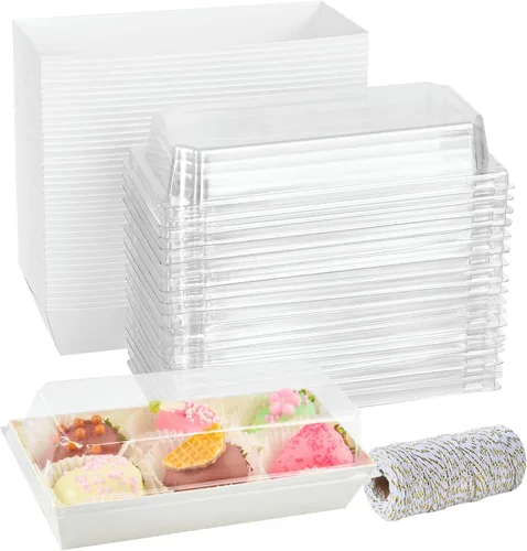 Vista 8 de ZORRITA - Paquete de 50 cajas de papel para embutidos de 7.5 x 3.3 pulgadas con tapas transparentes