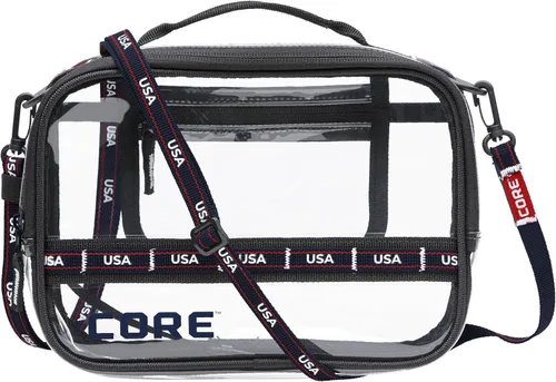 Vista 10 de CORE Bolso transparente aprobado para estadios con correa ajustable Diseño de bolso ligero con compartimentos seguros con cremallera