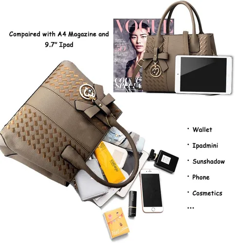 Vista 4 de Bolsos de mano para mujer de piel sintética de PU, bolso de hombro