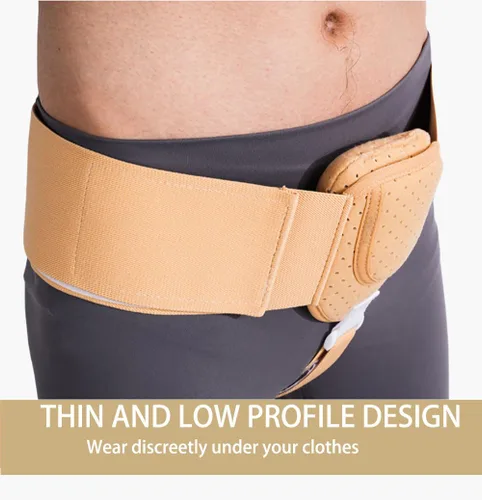 Vista 2 de Cinturones de hernia para hombres, cinturón de soporte de hernia inguinal con almohadilla de compresión extraíble, braguero de hernia ajustable