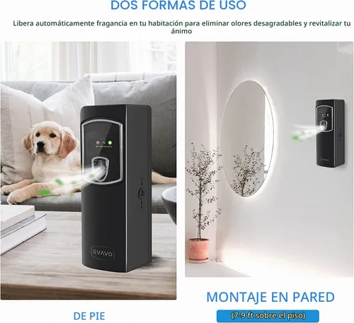Vista 5 de SVAVO Dispensador automático de ambientador, montado en la pared/de pie, dispensador de aerosol automático programable para interiores, dormitorio