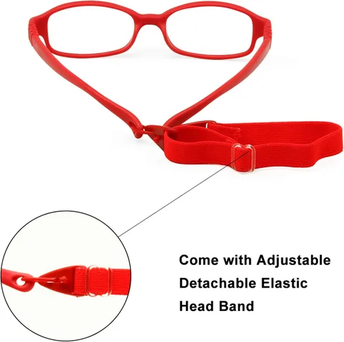 Vista 5 de Beonsale Marco de lentes ópticos para niños y niñas, con correa, tamaño 49-16, sin tornillo, flexible, de una sola pieza, con cordón