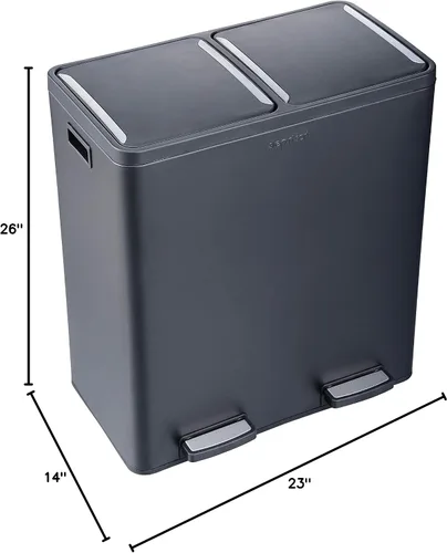 Vista 7 de Step N' Sort El bote de basura y reciclaje de capacidad extra grande de 18.5 galones, Soft-Step, con dos compartimentos y contenedores interiores