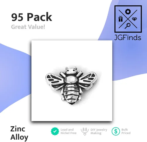 Vista 2 de JGFinds Bee Charms - Cuentas espaciadoras – Paquete de 95 unidades, agujero de 0.051 in, llavero para manualidades, dijes para frascos y adornos