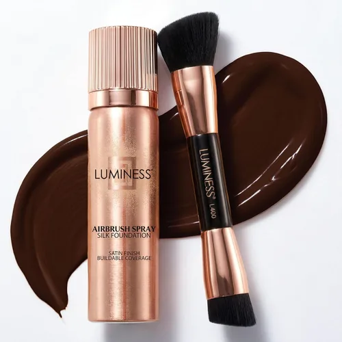 Vista 11 de LUMINESS Kit de aerosol de maquillaje con brocha de aire y brocha suave de seda – Base de maquillaje de cobertura total y brocha de doble cara