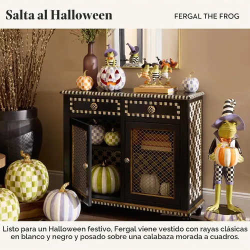 Vista 8 de MACKENZIE-CHILDS Fergal iluminado de Halloween Jack-O'-Lantern Halloween Fergal