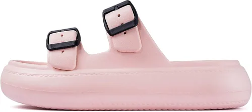 Vista 2 de KVbabby Sandalias de nube para niños, doble hebilla ajustable, sandalias para niñas y niños, suela gruesa, cojín de ducha antideslizante