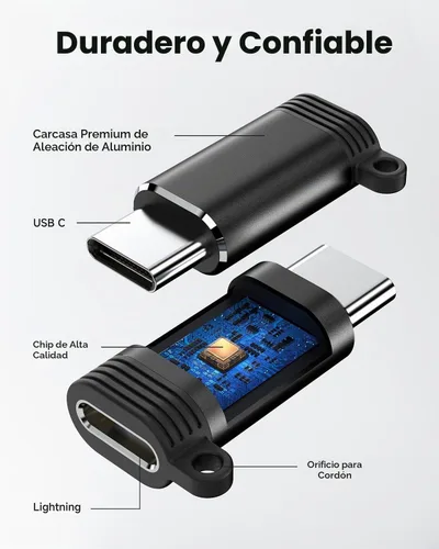 Vista 6 de Paquete de 4 adaptadores Lightning a USB C para iPhone 15/16 Pro Max/Plus, Samsung S24, iPad Air, carga rápida y transferencia de datos, cable