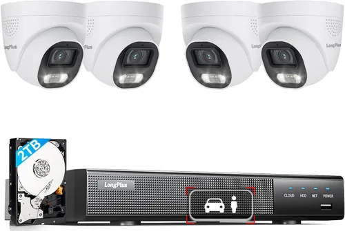 Vista 14 de LongPlus Cámara de seguridad Poe 4K-UHD de 8MP, funciona con NVR, cámara bala con cable, visión nocturna a color, focos LED, alarma de luz