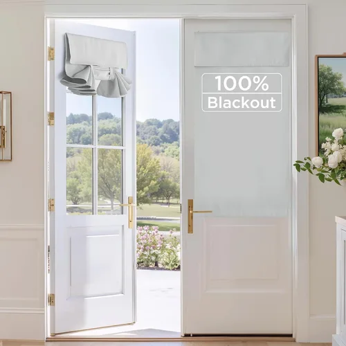 Vista 94 de RYB HOME 2 paneles 100% opacos para puerta de aula, 8 pulgadas de ancho x 36 pulgadas de largo, color beige biscotti, sin taladro, para ventana