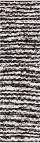 Vista 3 de SAFAVIEH Natura Collection Alfombra de pasillo, 2 pies 3 pulgadas x 8 pies, negro y marfil, tejido plano hecho a mano, lana y algodón, ideal