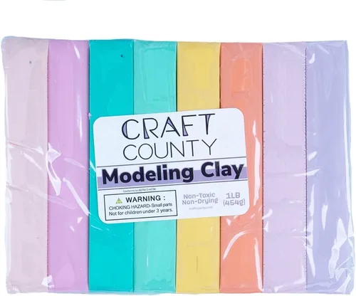 Vista 8 de Craft County Arcilla para modelar – 1 libra (ocho barras de colores surtidos) – Uso para arcilla, modelos y stop motion (diversión otoñal)