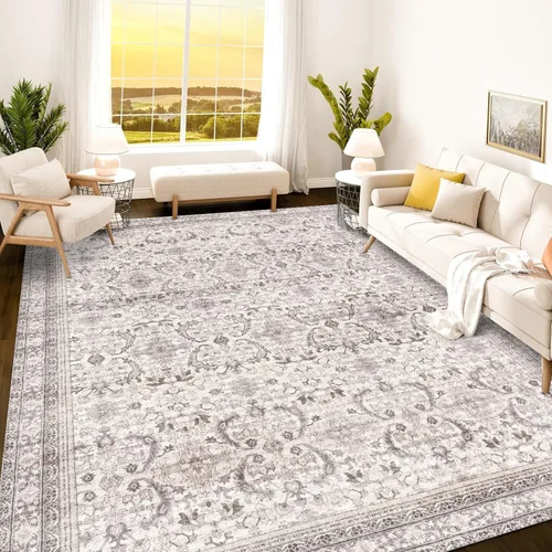 Vista 239 de Istana Alfombra larga antideslizante de 2.5 x 8 para el hogar, para pasillo y cocina, lavable, sedosa y suave al tacto, elegante, color azul y marfil