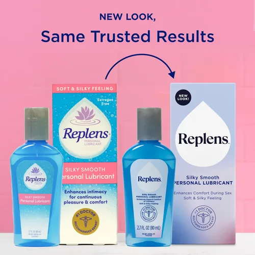 Vista 2 de Replens Lubricante Personal Sedoso y Suave, 2.7 Fl Oz Lubricante de silicona para mujeres, hombres y parejas; deslizamiento de larga duración; sin