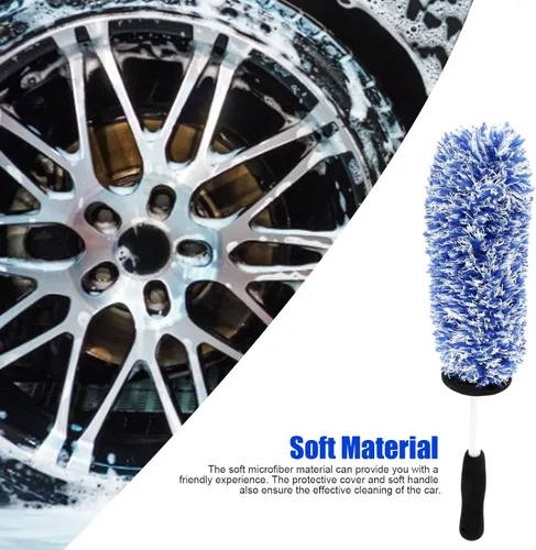 Vista 5 de Cepillo para llantas de coche Cepillo de limpieza absorbente de agua para ruedas, suministros de limpieza, cepillo de neumáticos para automóviles