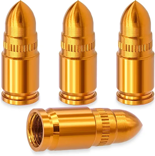 Vista 35 de 4 piezas tapas de válvula de neumático estilo bala, resistentes a la corrosión, cubiertas universales de válvula de neumático de aleación