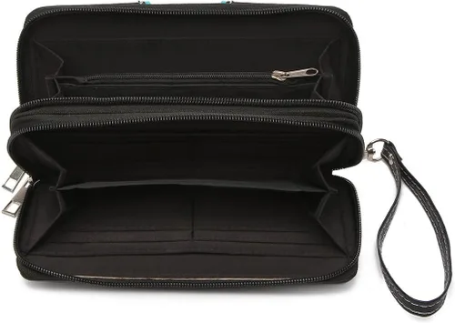 Vista 4 de Estilo occidental primavera mariposa floral corte láser mujer cartera campo negro