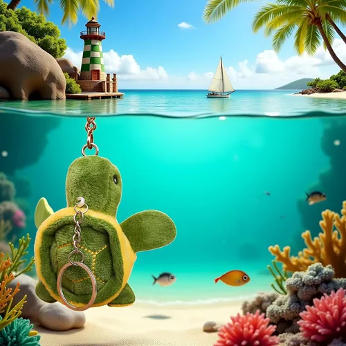 Vista 6 de BWESOO Mini tortuga verde de peluche de animal de peluche lindo tortuga marina llavero colgante de dibujos animados muñeca de peluche para regalo