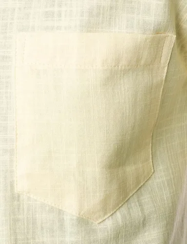 Vista 5 de ZEROYAA Camisas de lino y algodón ajustadas para hombre, de manga corta, con botones, ligeras, para la playa, con bolsillo