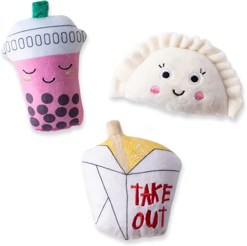 Vista 6 de Fringe Studio - Juego de juguetes de peluche para perros, FAIR Foods, juego de 3 piezas, colección PetShop (289505)
