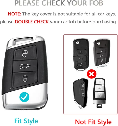 Vista 2 de OFFCURVE - Funda para llavero Volkswagen con carcasa de TPU suave, protector completo para llavero de 3 botones, compatible con Jetta, Beetle