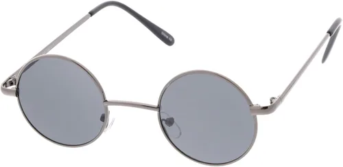 Vista 8 de Gafas de sol redondas de metal de 1.614 in, estilo retro de Lennon. Oro/azul.
