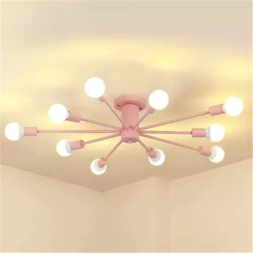 Vista 7 de RUNNUP Lámpara de techo Sputnik de montaje semiempotrado nórdico contemporáneo, colorido, 10 luces, lámpara de suspensión de metal para cocina, sala