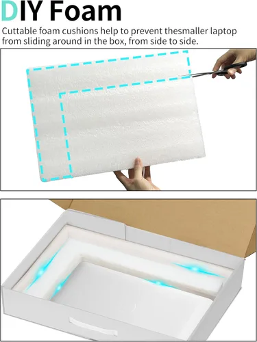 Vista 4 de ALASHI Caja de envío para portátil con espuma de protección, se adapta a 17.3 pulgadas, color blanco
