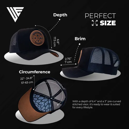 Vista 170 de Urban Effort Gorra trasera de malla, para hombres y mujeres, gorra de béisbol de 5 paneles, gran cierre a presión para caza y senderismo