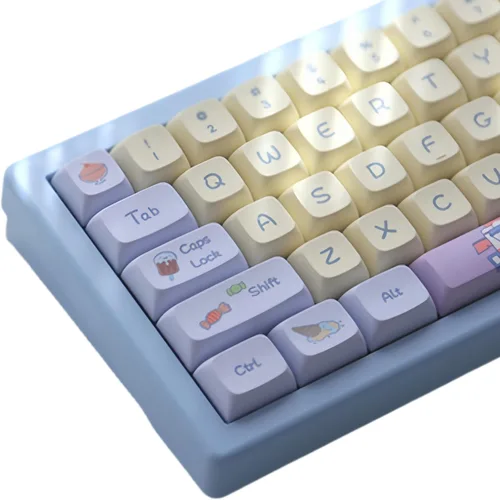 Vista 9 de Animal Rabbit - Lindas teclas de conejo personalizadas para teclado mecánico, 130 teclas de sublimación de tinte PBT (conejo rosa)