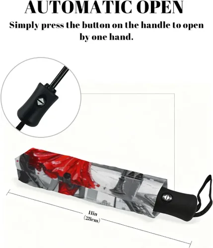 Vista 3 de Sombrillas de protección solar UV para lluvia, paraguas plegable automático resistente al viento para caminar y viajar