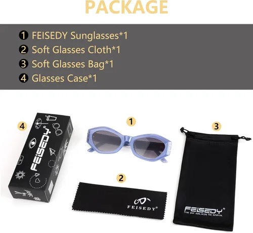 Vista 6 de FEISEDY Gafas de sol irregulares de moda Rectángulo con cuernos gruesos Gafas de sol de moda Sombras Retro UV400 Protección B2911
