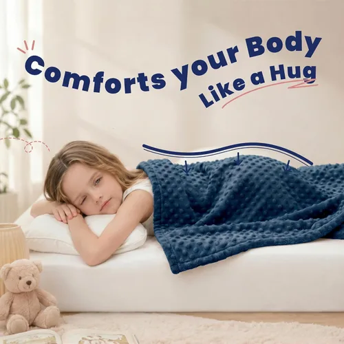 Vista 5 de Huloo Sleep Manta para niños, 20 x 30 pulgadas, 2 libras (azul marino)