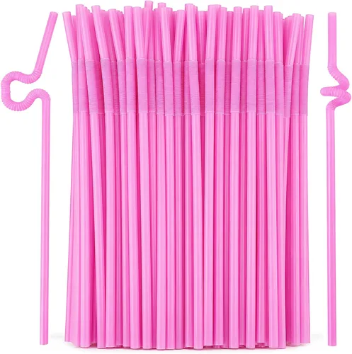 Vista 11 de ALINK 200 popotes de plástico flexibles negros, de 10.23 pulgadas de largo que se estiran a 13 pulgadas, popotes flexibles desechables de 0.24