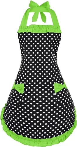 Vista 20 de Violet Mist Lindos delantales negros para mujeres con bolsillos, delantales vintage retro elegantes para niñas con lazo, vestido sexy de los años