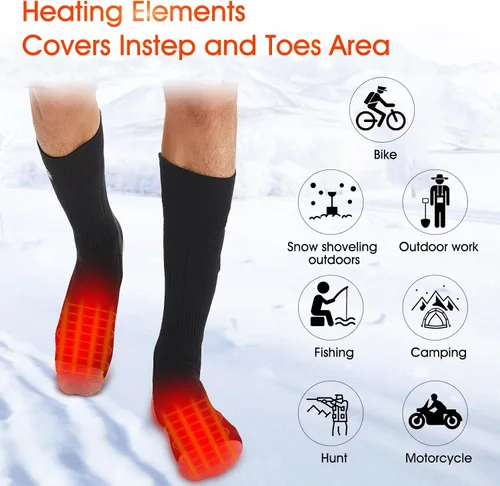Vista 4 de Calcetines térmicos para hombres, calcetines térmicos con batería, calcetines de calefacción eléctrica para hombres y mujeres, para montar al aire