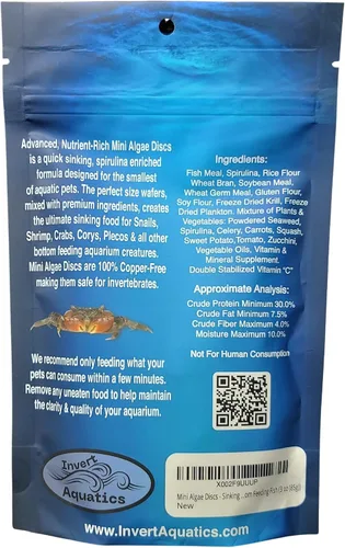 Vista 3 de Mini discos de algas - Dieta de hundimiento para caracoles, camarones y peces de alimentación inferior (3 oz (85 g))