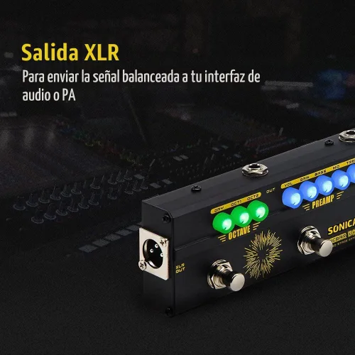 Vista 4 de SONICAKE Pedales de efectos de bajo Multiefecto Preamp Compresor Boost Fuzz Octave Pedal multiefecto Boom Ave con FX Loop