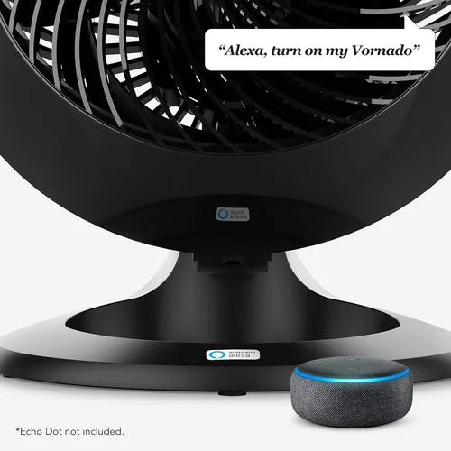 Vista 2 de Vornado Ventilador circulador de aire grande 660 AE para toda la habitación con 4 ajustes de velocidad, funciona con Alexa, barra deslizante cromada