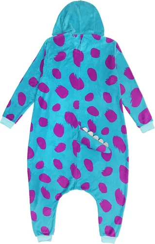 Vista 7 de Disney Monsters Inc - Disfraz de vellón Sherpa Sulley Kigurumi para adultos disfraz de una pieza Azul Patchwork