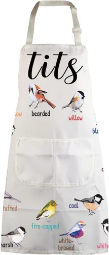 Vista 8 de MBMSO Delantal de tetas con bolsillos, delantal de cocina para observación de aves para amantes de las aves Tetas Delantal w