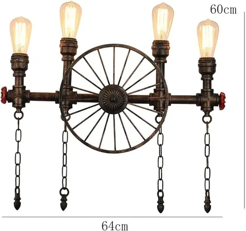 Vista 7 de Aplique de pared LED vintage, lámpara de tocador de baño de 4 luces, lámpara de pared industrial de tubería de agua negra de 25 pulgadas, lámpara