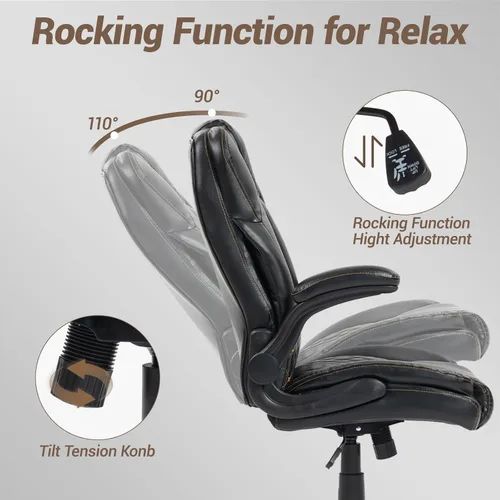 Vista 6 de Silla de oficina grande y alta resistente con brazos abatibles, silla ejecutiva ergonómica de escritorio para el hogar de 450 libras con asiento
