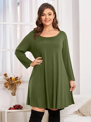 Vista 2 de BELAROI Vestido informal acampanado suelto de manga 34 para mujer