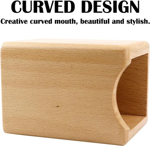 Vista 2 de Caja de bolígrafos de madera natural, organizador de papelería de escritorio, soporte creativo y simple de madera maciza para suministros de oficina
