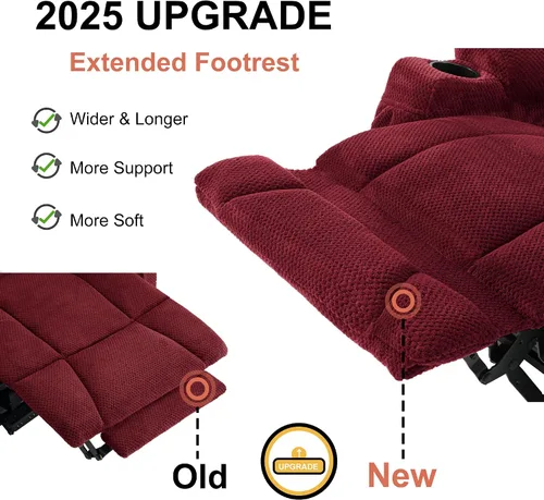 Vista 7 de MCombo Sofá reclinable eléctrico de gravedad cero con consola, masaje con calor y vibración, sofá reclinable de 3 plazas con puertos USB, portavasos